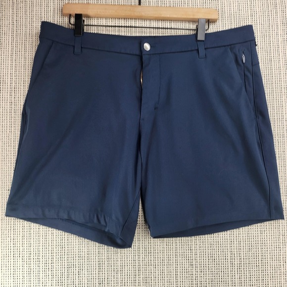 Lululemon Shorts Mens 37 Blue 7 Inch Inseam Golf Chino Stretch Zipper Pockets - Picture 1 of 7